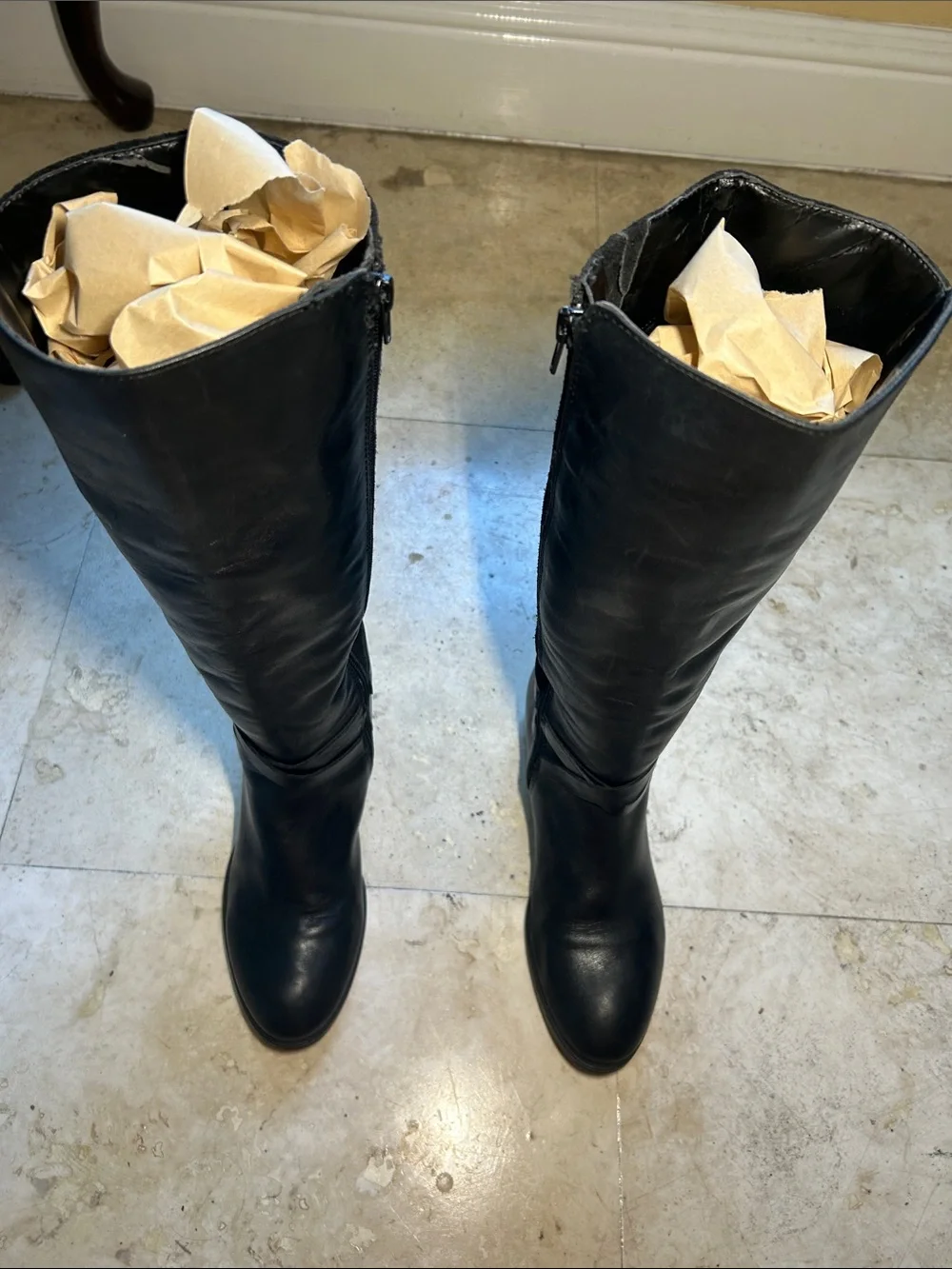 Women's Over-the-Knee Black Leather Riding Boots